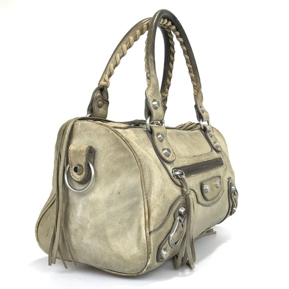 Authentic  Khaki brown beige Balenciaga leatger Bag Handbag Twiggy purse lamb - Picture 4 of 12